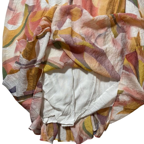 Abstract Print Maxi Dress Cutout Tie Front Long Sleeve Size 8 - Picture 10 of 12